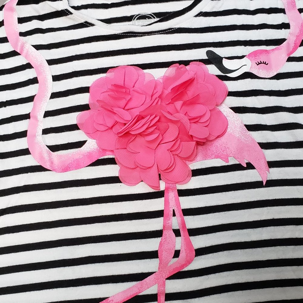 Wonder Nation Girls 3d Flamingo Tee Size M 7/8 - Picture 2 of 6